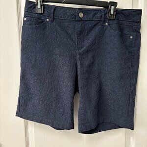 Womens SIMPLY VERA Vera Wang Floral Jacquard Denim Bermuda Shorts Size 8 Blue